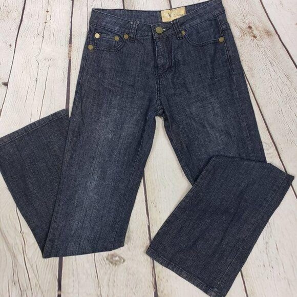 V CRISTINA Jeans Dark Blue Black Wash Mid Rise Boot Cut 4 - Picture 2 of 9